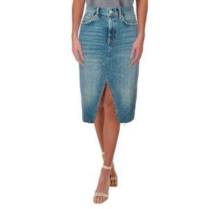 We The Free Suzanne Denim Midi Skirt Sz 26.